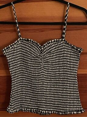 CLOSET CLOSEOUT SALE - BB Dakota Black & White Gingham Stretch Camisole - NWT